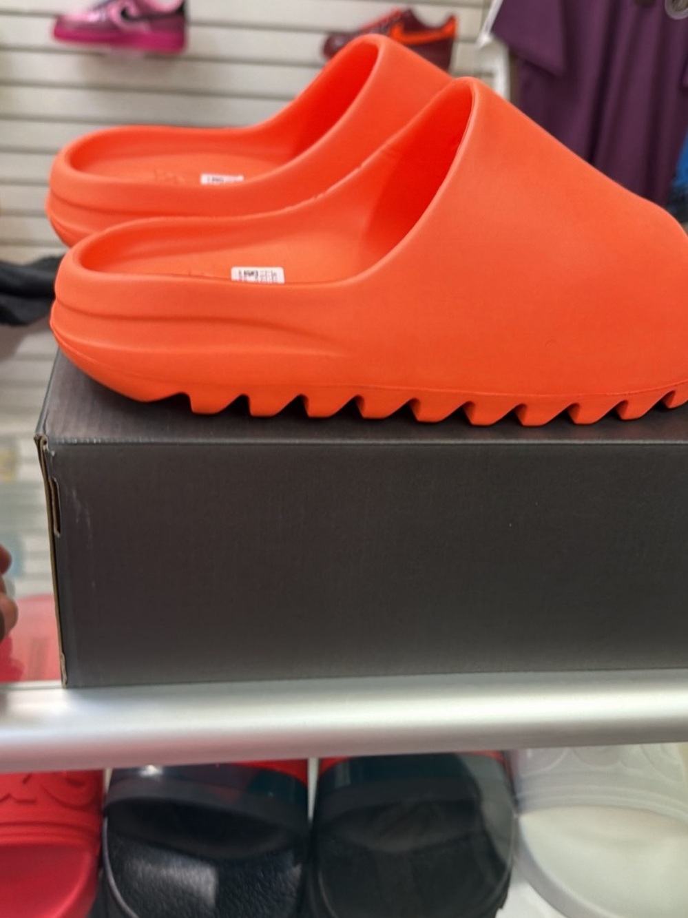 adidas Bright Orange Slip-On Clogs with Sawtooth Sole